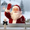 Santa Claus Decorations Christmas Static Window Clings, Waving Stickers, No?Glue Removable Seasonal Decals Glass Decal for Balcony Home Shop Holiday