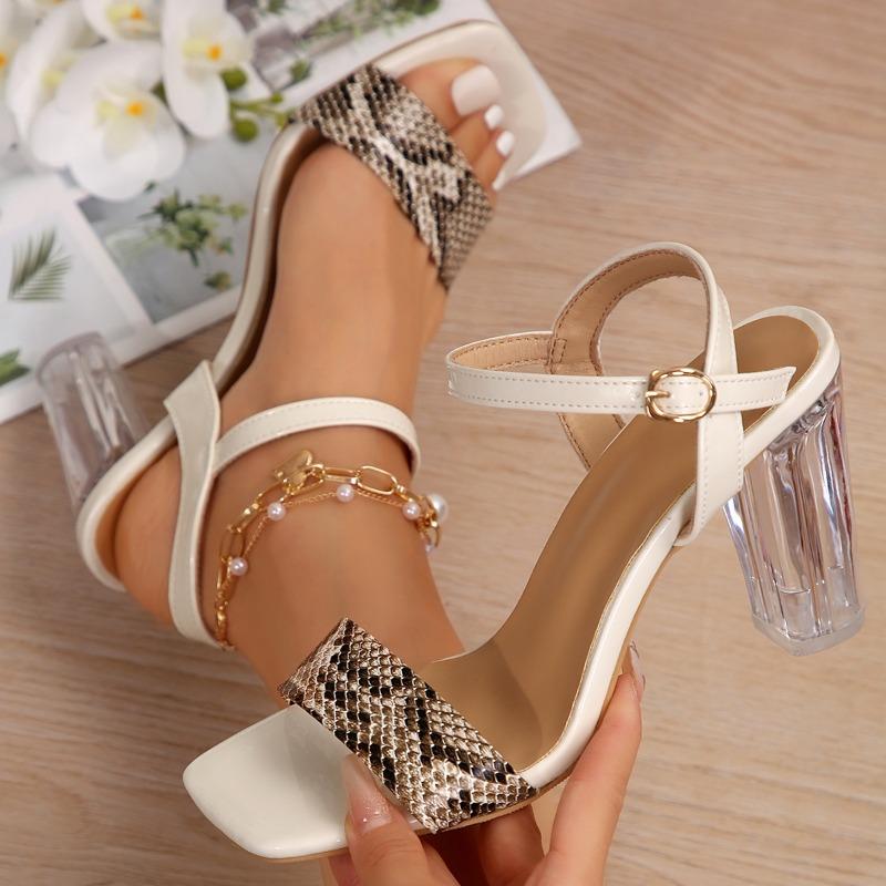 2024 Nuova Moda Abbinamento Colori Estive Sandali da Donna Tacco Quadrato Da Esterno Comodi Versatili Open Toe Scarpe da Donna