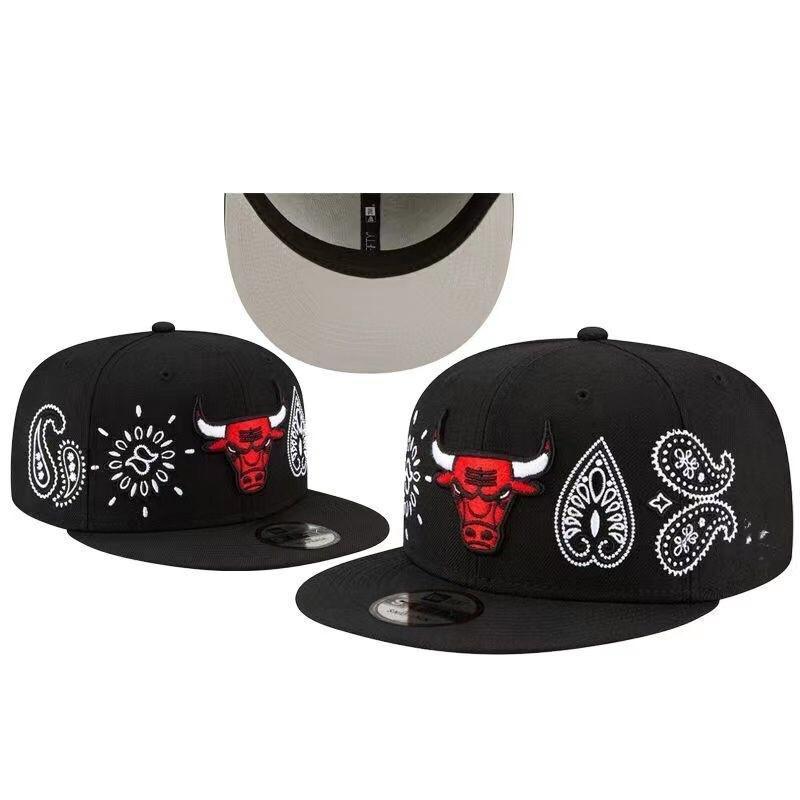 Flat Brim Embroidered Baseball Cap Adjustable Sport Sun Hat Bulls Team
