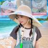 Children's summer sun protection hat with large brim and cape, breathable mesh sunshade fan fisherman hat for boys and girls, outdoor sun hat