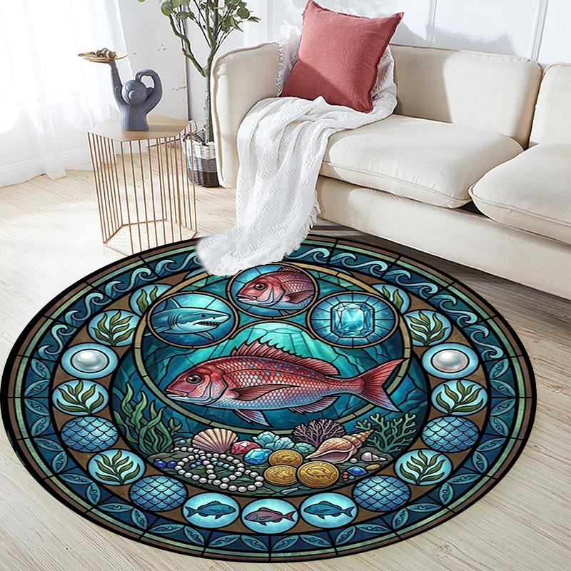 Aquatic Life Cycle Round Area Rug Under Office Chairs Bedroom Living Room Home Decor