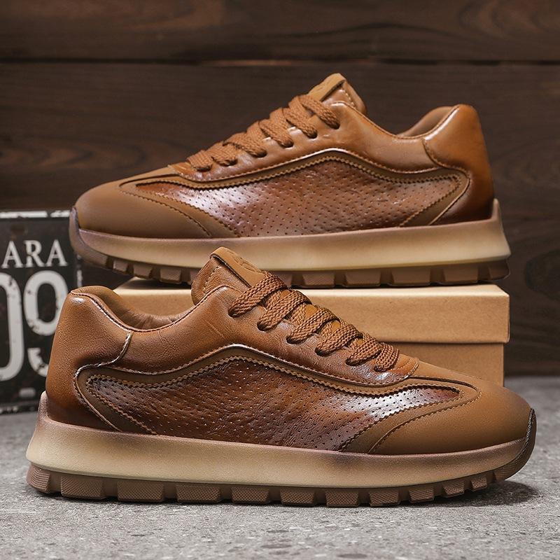 

Spring casual men s shoes 2025 new sneakers men s leather-faced Forrest Gump tide shoes thick-soled heightened dad shoes men 44