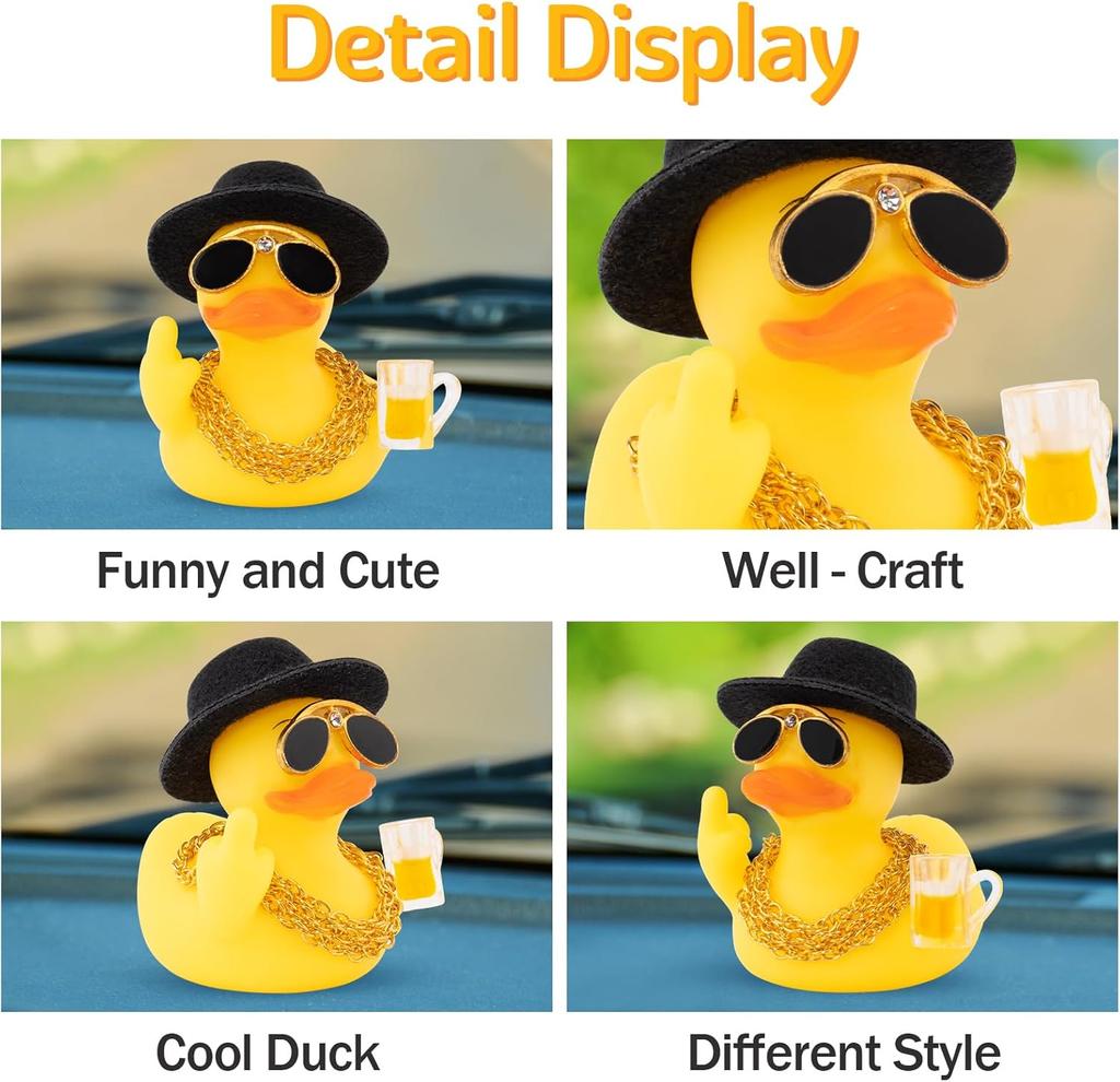 Rubber Middle Finger Duck Car Ornament Funny Office Gift Car Dashboard Decoration Quirky Decor Rubber Duck Funny Car Accessories