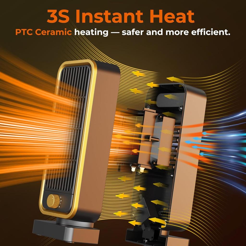 Fast Heating Small Electric Heater Portable Warmer Fan for Bedroom Office Desk Indoor Winter Use