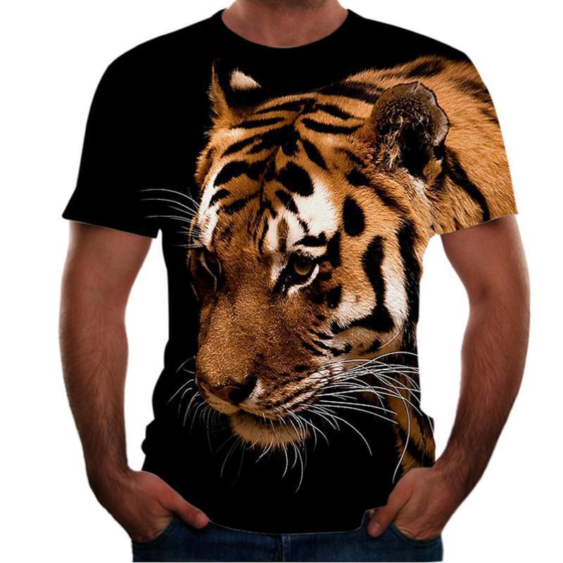 Animal Tiger 3D T-shirt Men's Lion Short Sleeved Men's Quick Drying T-shirt