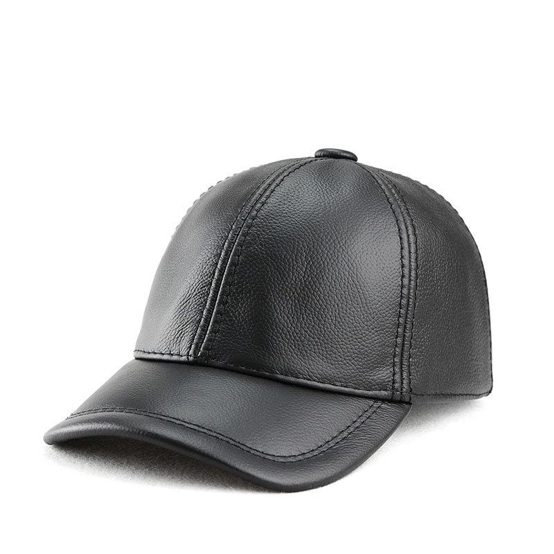 Men s and Women s Leather Baseball Cap - Autumn/Winter Korean Style XL Adjustable (58-61cm)