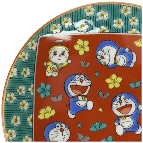 Doraemon" Kutani Ware Small Plate, Mokume-style Plum Blossom Design, 008146