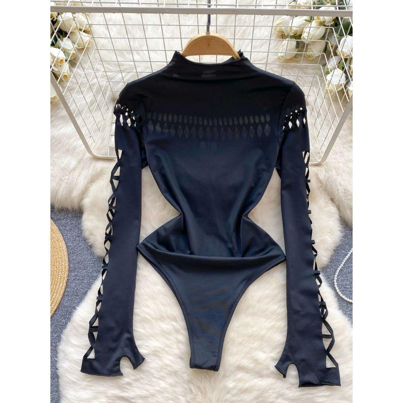 Niche Style Hollow-out Cinched Slim Looking Bottoming Shirt Spring Clothing Top