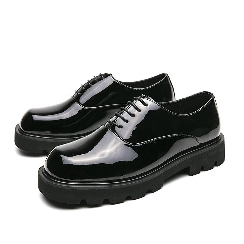 Men's Business Leather Shoes Foreign Trade New Men's Casual Leather Shoes Fashionable Thick-soled Glossy Wedding Shoes