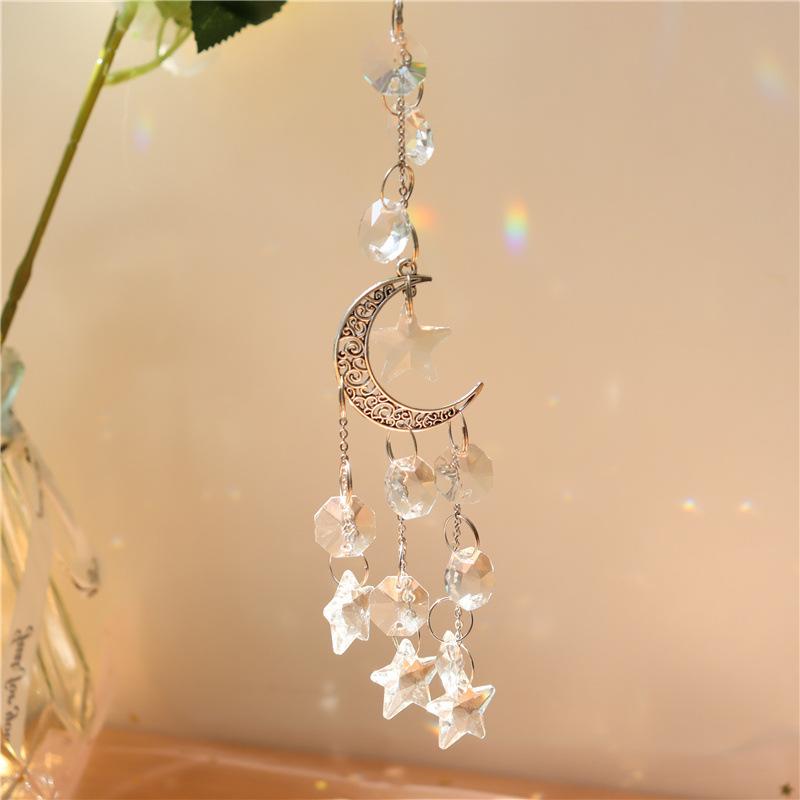 Hanging Crystal Pendant Garden Suncatcher Wind Chimes Rainbow Prism Crystal Chain For Window Drop Bell Christmas Tree Home Decor