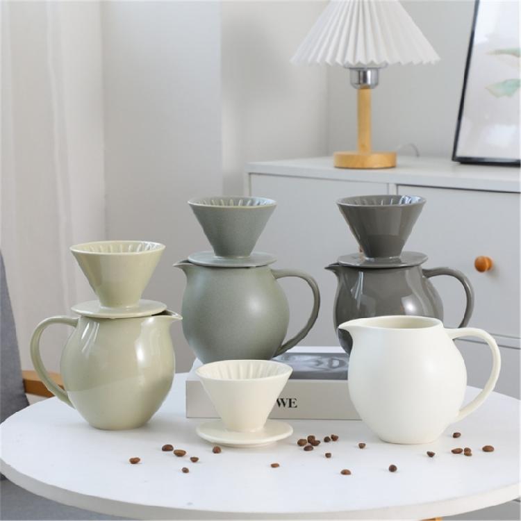 Klassischer Keramik-Kaffeefilter mit geräumiger 830-ml-Kanne, Kaffeemaschine mit großem Fassungsvermögen, Brauset für mehrere Tassen