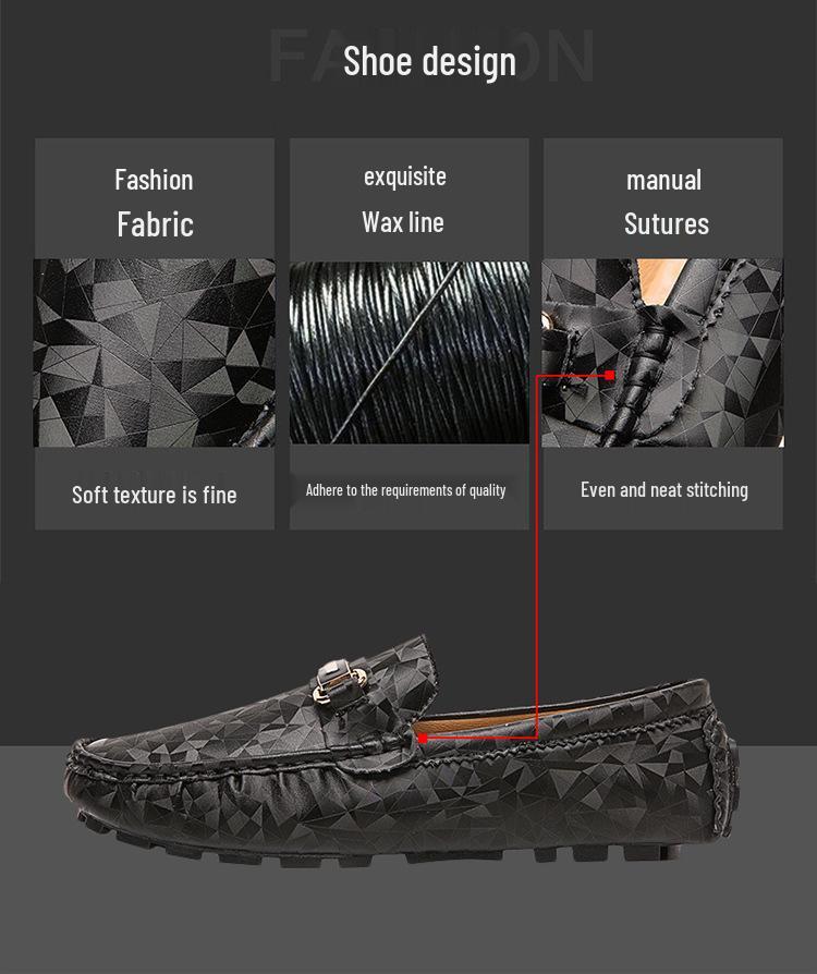 Men's Large Size Leather Loafers with Metal Buckle - New Fashion Casual Driving Shoes