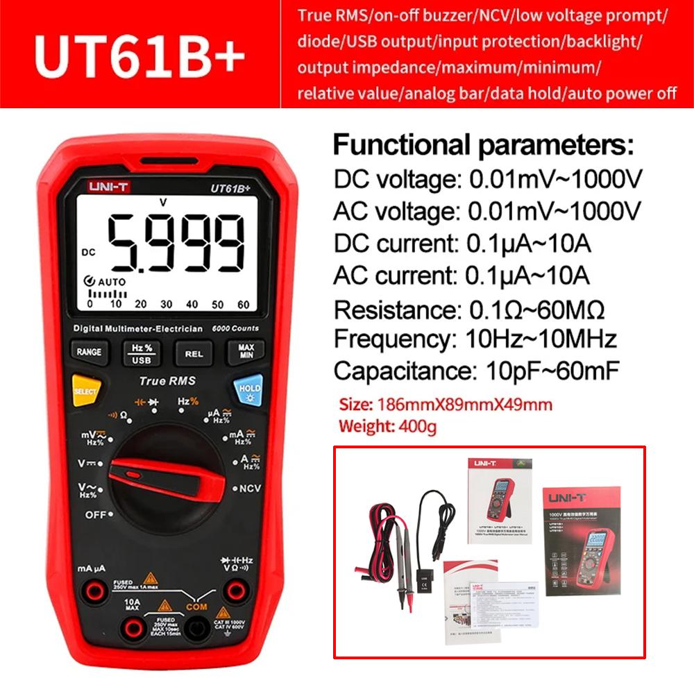 Professional Digital Multimeter UNI-T UT890C UT89X UT89XD UT105+ UT107+ UT61B+ UT61D+ UT61E+ Voltmeter Ammeter Electric Tester