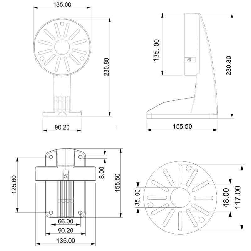 ZSX-1258A Aluminum Universal Dome Mount for Hikvision/Dahua - Outdoor Waterproof Conch Design