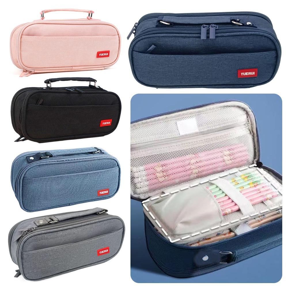 Multi Layer Partition Stationery Bag Large Capacity Pen Bag Simple Pencil Case