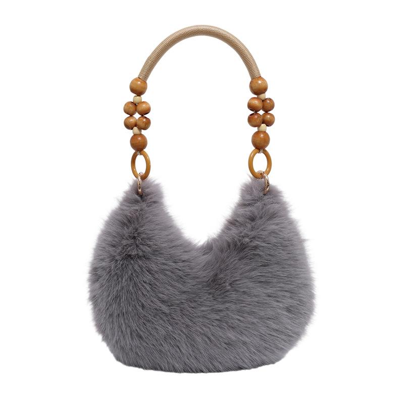 Autumn and winter Mao Mao hand bag plush small bag shoulder dumpling bag casual simple handbag shoulder bag