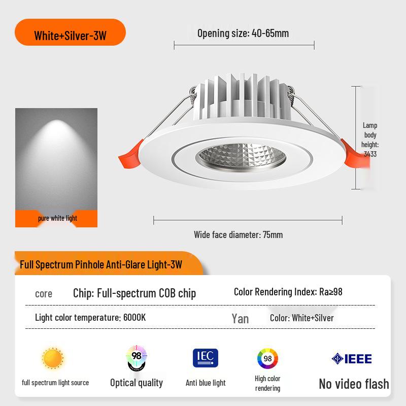 Downlight LED Mic 3W/5W, Gaură 4-6 cm, Spot COB pentru Living & Vitrină Vinuri