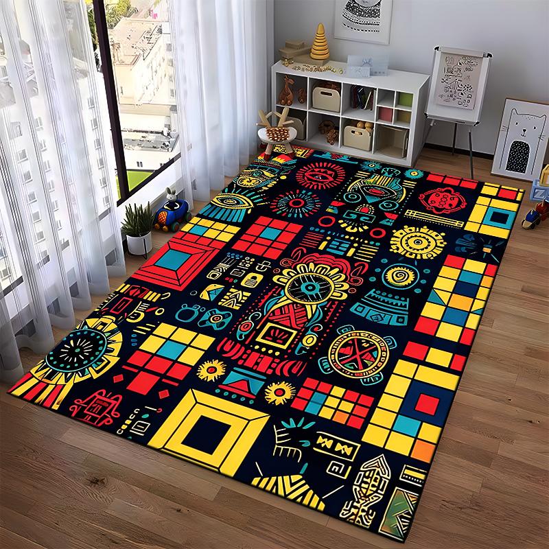 Colorful Bohemian Abstract Geometric Pattern Carpet for Home Decor Suitable for Use As an Anti-slip for Living Room Bedroom Sofas