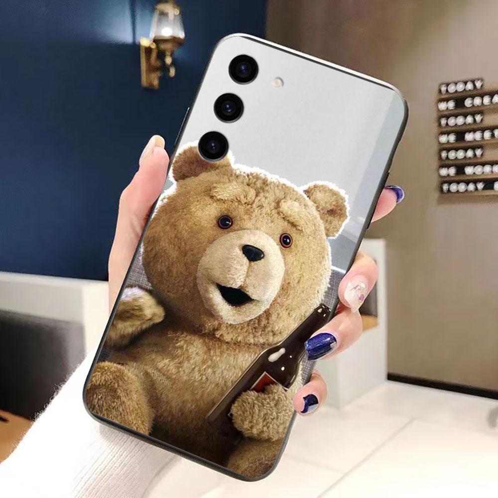 

The Cute Teddy Bears Phone Case For Samsung Galaxy S24 S23 S22 S21 S20 FE S25 LITE PLUS ULTRA Black Silicone Case Funda Shell Samsung S24 5G
