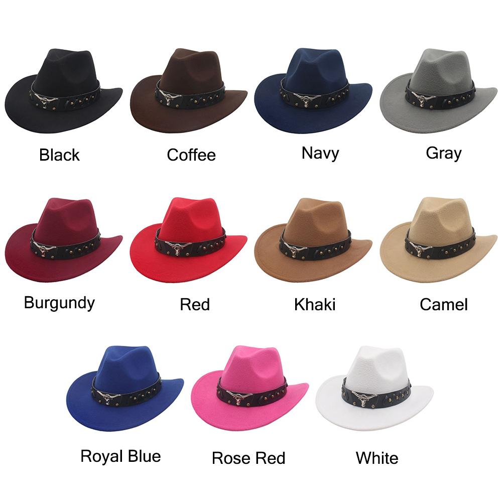 Vintage Studded Bullhead Western Cowboy Hat Ethnic Style Wide Brim Jazz Fedora Hats Tibetan Style Top Hat for Women Men