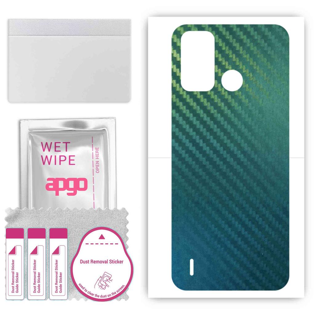 apgo Schutz-Skin-Aufkleber für die Rückseite kompatibel mit Tecno Pop 5X, Wrap-Folie, Folie, Vinyl - Muster Carbon Chamäleon CAKA1