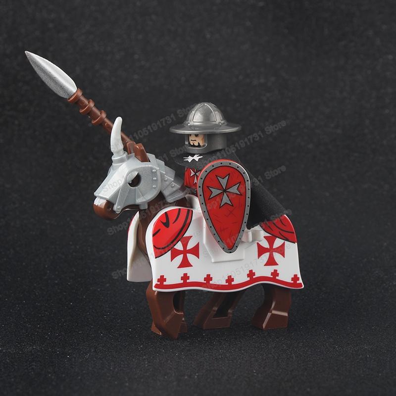 Medieval Knight Serie Figures Building Blocks Warrior Soldiers Guards Lion Heart Hospital Teutonic Knight Battle Pastor Kid Gift