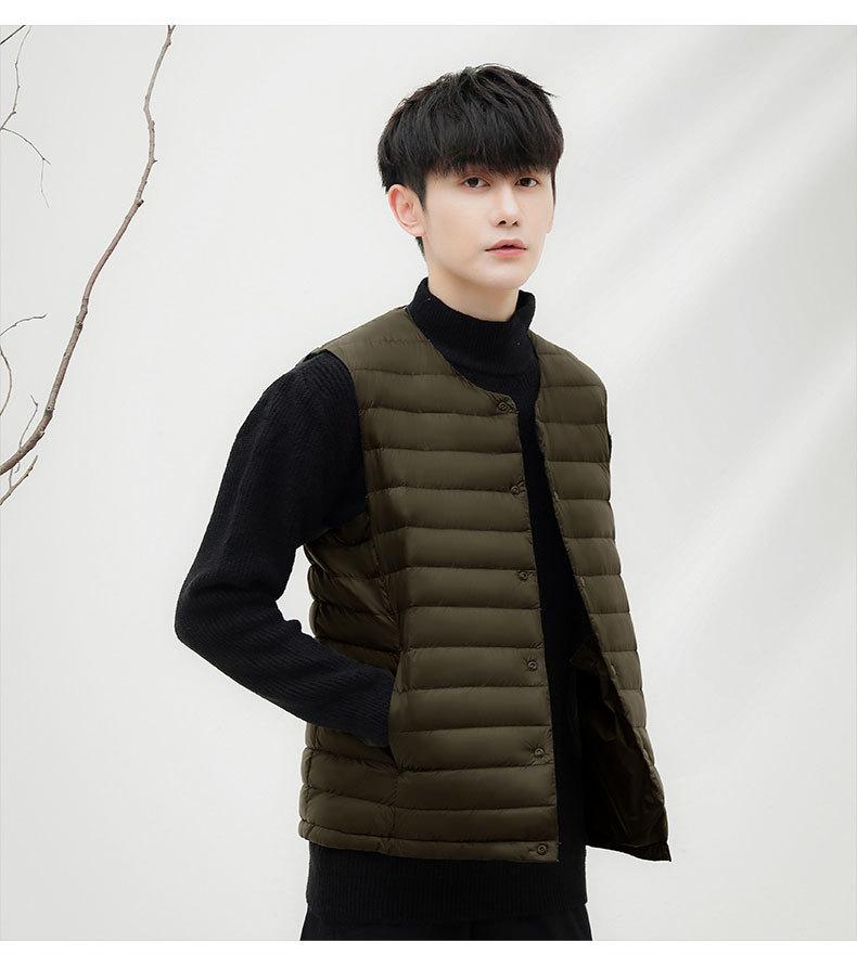 Men's Lightweight Round Neck Short Down Vest - 2025 Autumn/Winter Collection