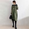 Long Sleeve Dress with Contrast Perfect for and Casual Fall and Relaxed and Stylish [kisetsumate] Women's Patterns, Spring, Resorts, Wear, Winter,