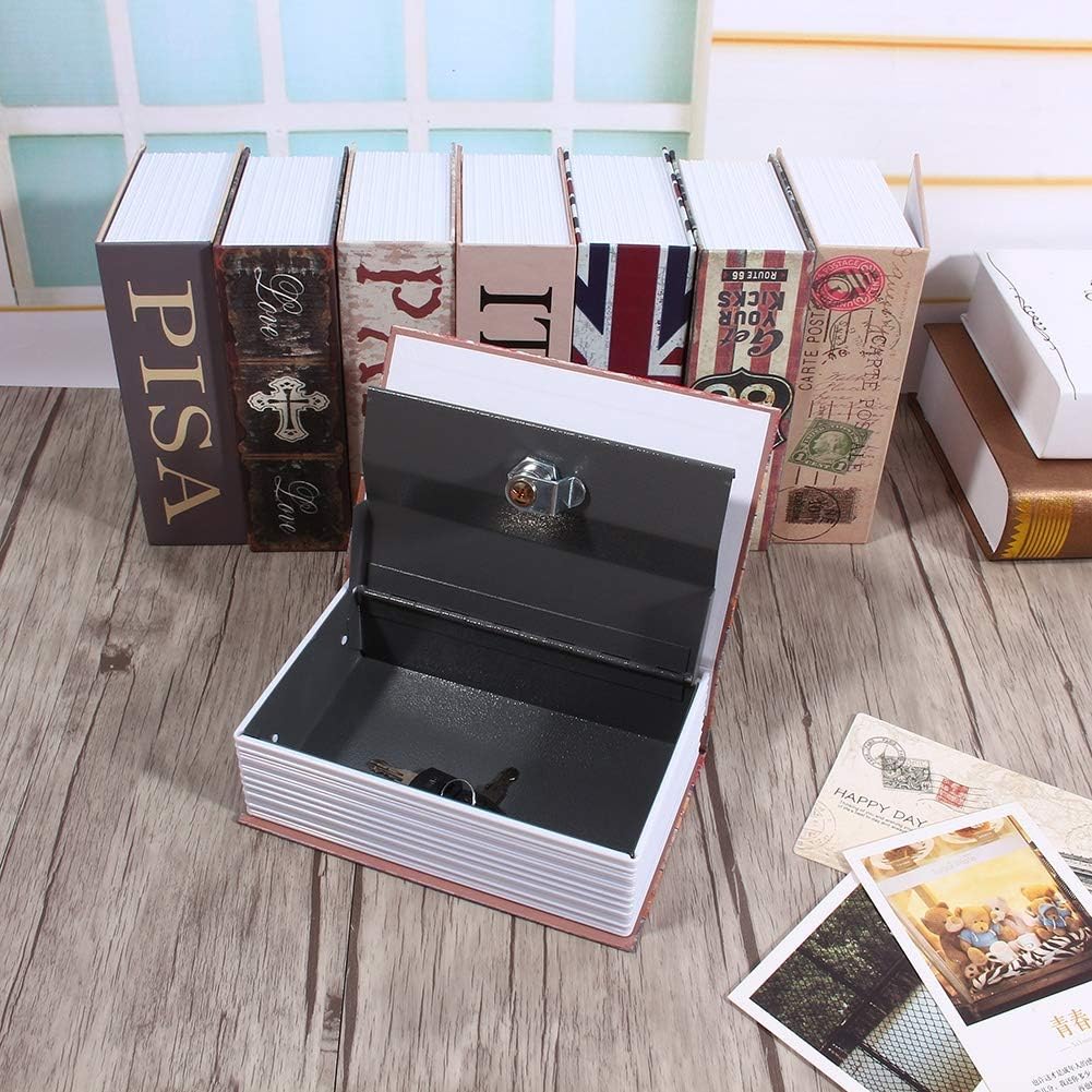Book Safe Box with Key Lock - Durably Dictionary-Style Security Storage for Valuables - Discreet Cash, Jewelry, and Document Safe for Home, Office,