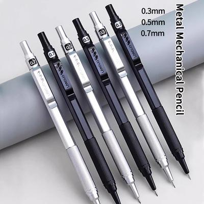 0.3 0.5 0.7 Mm Full Metal Mechanical Pencil Low Center of Gravity Retractable Nib Automatic Pencils Art Drawing Sketch Pencil