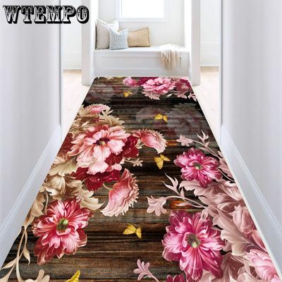 Tappeto lungo per corridoio con fiori ed erba stereoscopici 3D, tappeto per corridoio leggero e di lusso, tappeto antiscivolo, tappeto pastorale per scale