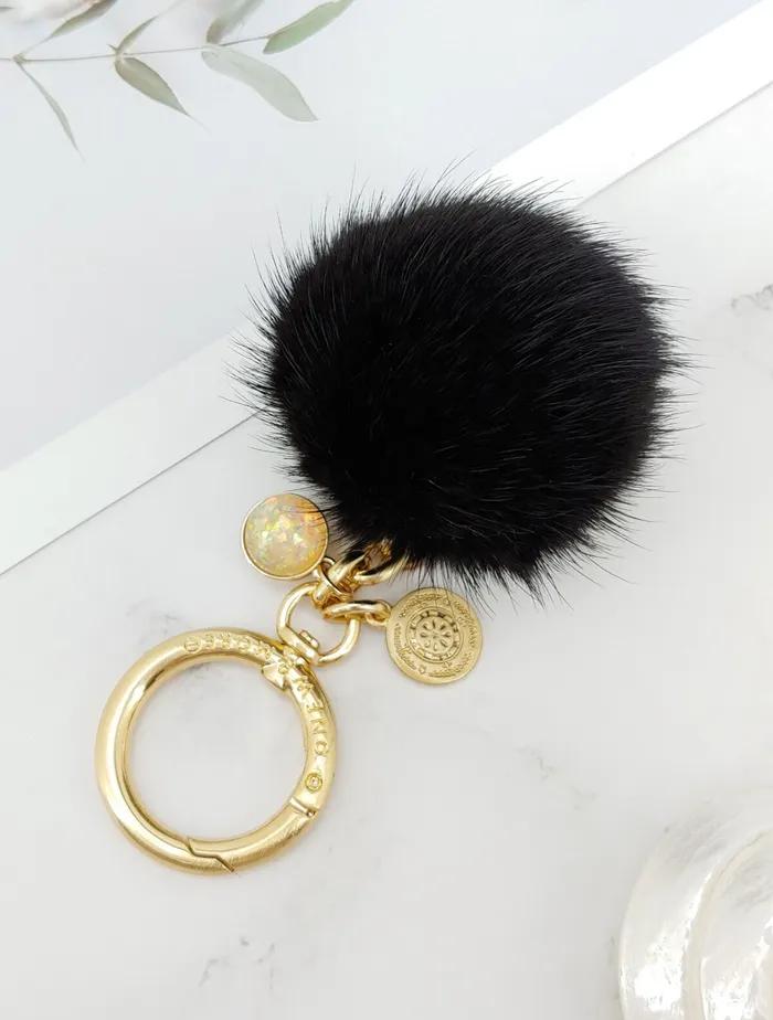 [Maia] Mink Fur Keyring & Charm - Black