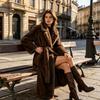 European and American autumn and winter temperament new fur coat women's imitation rabbit hair artificial imitation mink hair long coat