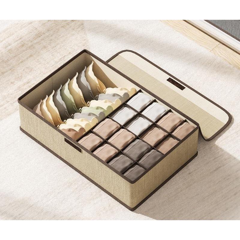 Underwear Socks Three In One Drawer Style Storage Box with Lid Honeycomb Style Underwear Neat Classification Storage Box Dust-proof Tidy Up Bag