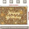 2D Sparkle Gold Happy Birthday Backdrop Adult Birthday Photoshoot Banner