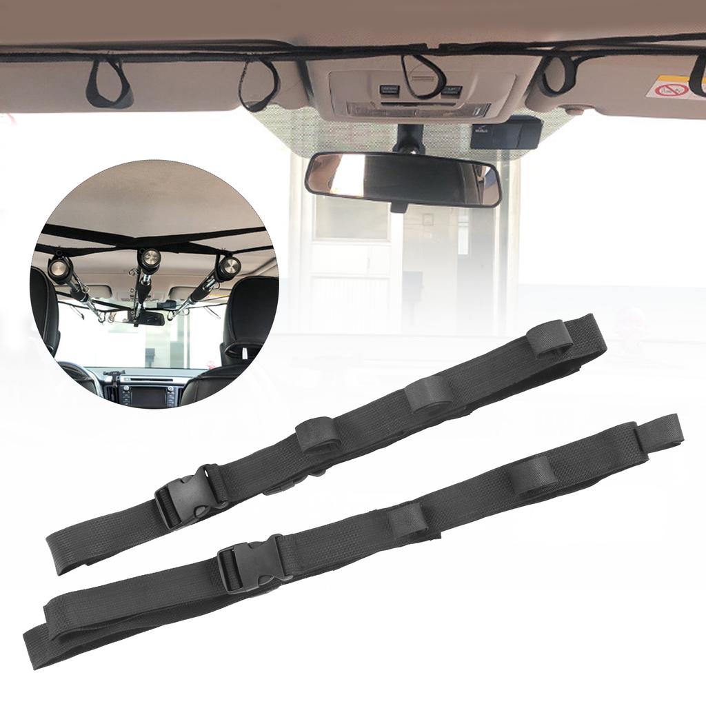 2pcs Vehicle Fishing Pole Carrier Adjustable Fixing Car Fishing Rod Holder Strap Portable Rack