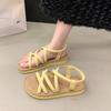 Fashion Women Summer Flat Sandals Light Weight Beach Street Shoes Elastic Band Girls Student Daily Walking Flats Leisure Sandalias