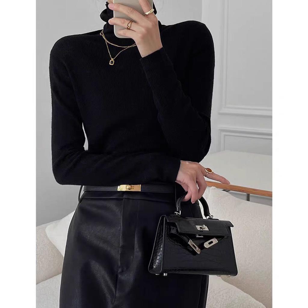 Women S Turtleneck Slim Fit Knitted Base Sweater Long Sleeve Solid Color Pullover Top