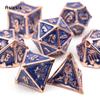 7 Pcs Dark Blue Skull Metal Dice Solid Metal Polyhedral Dice Set Suitable for Role-Playing RPG Board Game Card Game