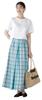 Human Woman Voluminous Tucked Skirt Check Check (Madras Pattern) / Women's / 077-5120402 143_Green
