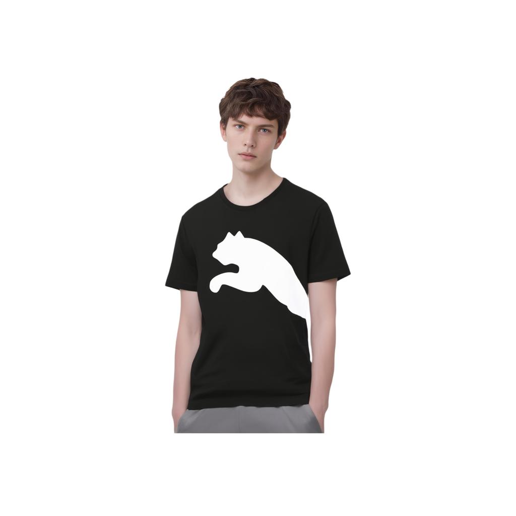 Puma T-shirt a Maniche Corte con Stampa Logo Grande Girocollo Uomo Top Nero 587585-51