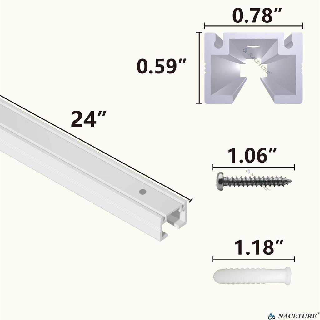 Picture Rail Wall Mounting System (Square Type) – Art Display Rail Set (60cm x 4, 2m Wire Hooks x 4, Mounting Brackets, and Track Caps Included) (4)