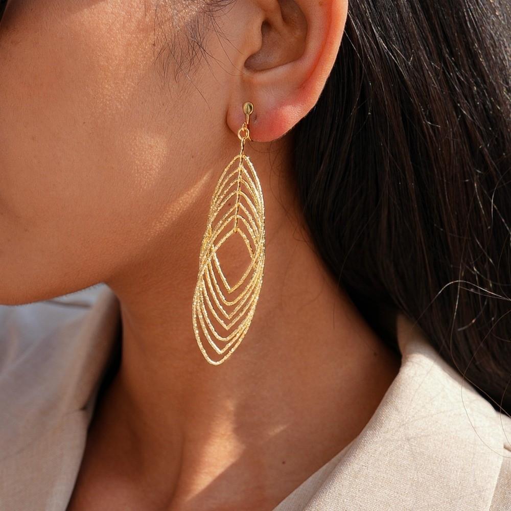 Exaggerated Metal Hollow Earrings Gold Silver Ear Hook Exquisite Long Tassel Dangle Earrings Gift