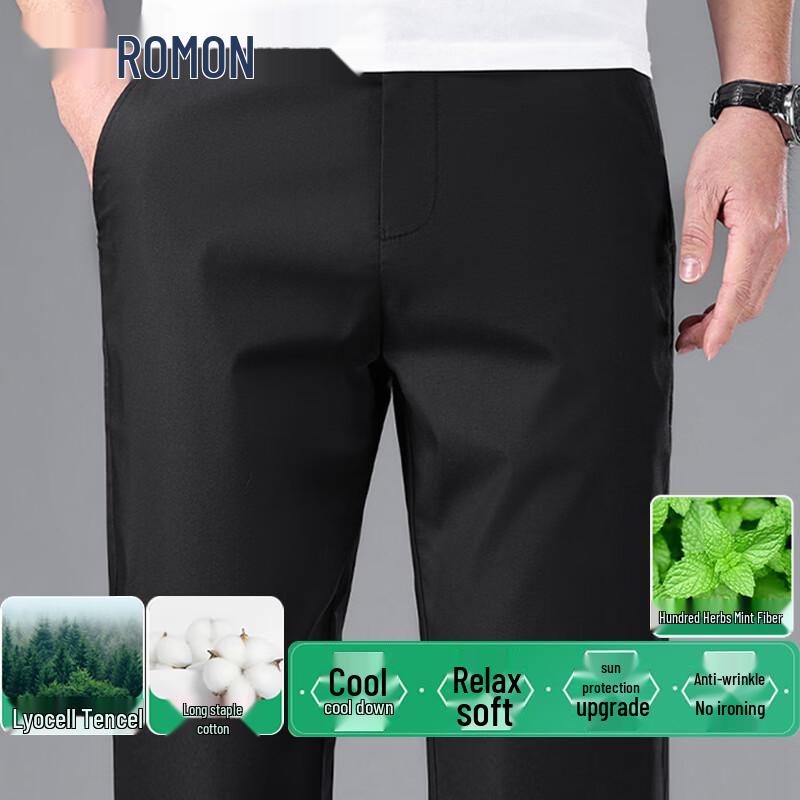 ROMON Men s Lyocell Tencel Business Casual Lightweight Dress Pants 36