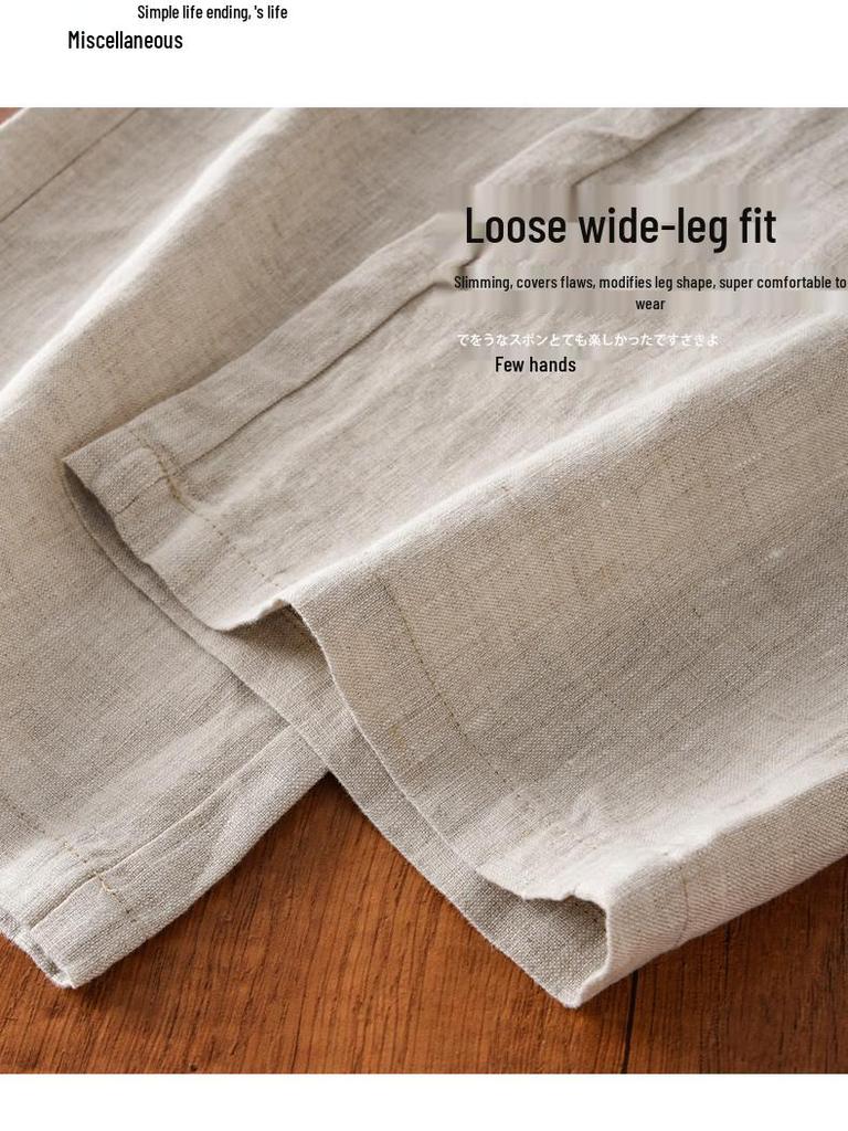 Women's High-Waisted Wide-Leg Linen Pants - 2025 Autumn Fashion Casual Loose Fit