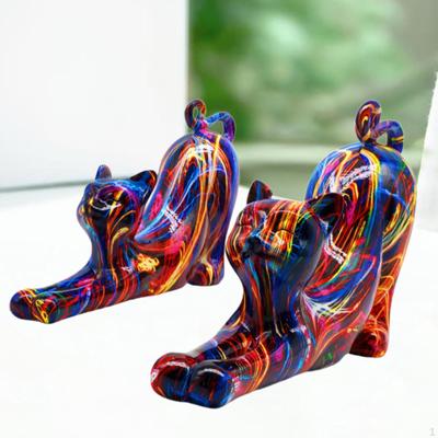 Cat Statue Figurine Animal Art Gifts Ornament Sculpture for Coffee Table Home