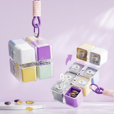 Portapillole Organizzatore Settimanale con Scomparti Indipendenti Astuccio per Pillole Contenitore Compatto Anti-Sversamento per Tasche Piccole Borse
