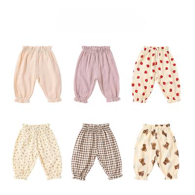 Pantalones de algodón orgánico para bebés, pantalones para niños pequeños recién nacidos, pantalones Harem informales, ropa de muselina suave bonita para primavera y verano, pantalones Capris