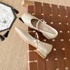 Fashion Spring and Summer Women Elegant Pearl Buckle Mary Jane Single Shoes Square Toe Thick Heel Comfortable Soft Bottom Women's Shoes
