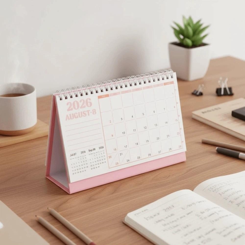 Coil Style Calendar Ornament Aesthetic Date Display Ornament Durable 2026 Desk Calendar  Study